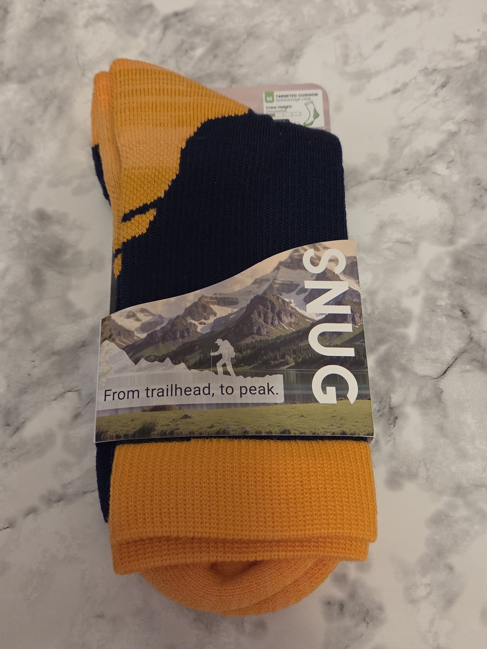 Merino Wool Hiking Crew Socks Medium Unisex , Royal Blue & Orange